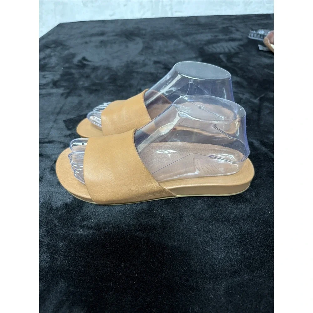 NEW Vans Decon Tan Leather Slides Women's 7 Boho Coastal